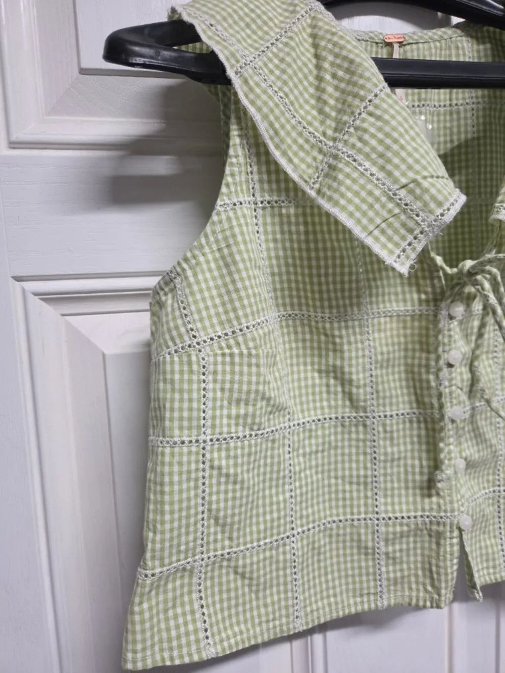 Free People Womens Blouse Green Plaid Size Small NWT